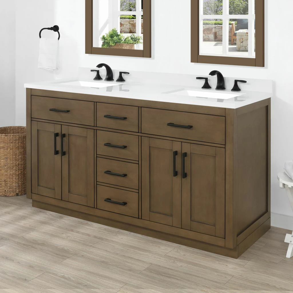 Ove Decors Bailey 60 in. Double Sink Bathroom Vanity with Countertop, Almond Latte, 15VVA-BAIL60-059GF 3 Ove Decors Bailey 60 in. Double Sink Bathroom Vanity with Countertop, Almond Latte, 15VVA-BAIL60-059GF - Image 3
