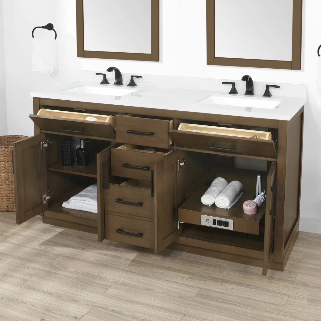 Ove Decors Bailey 60 in. Double Sink Bathroom Vanity with Countertop, Almond Latte, 15VVA-BAIL60-059GF 4 Ove Decors Bailey 60 in. Double Sink Bathroom Vanity with Countertop, Almond Latte, 15VVA-BAIL60-059GF - Image 4