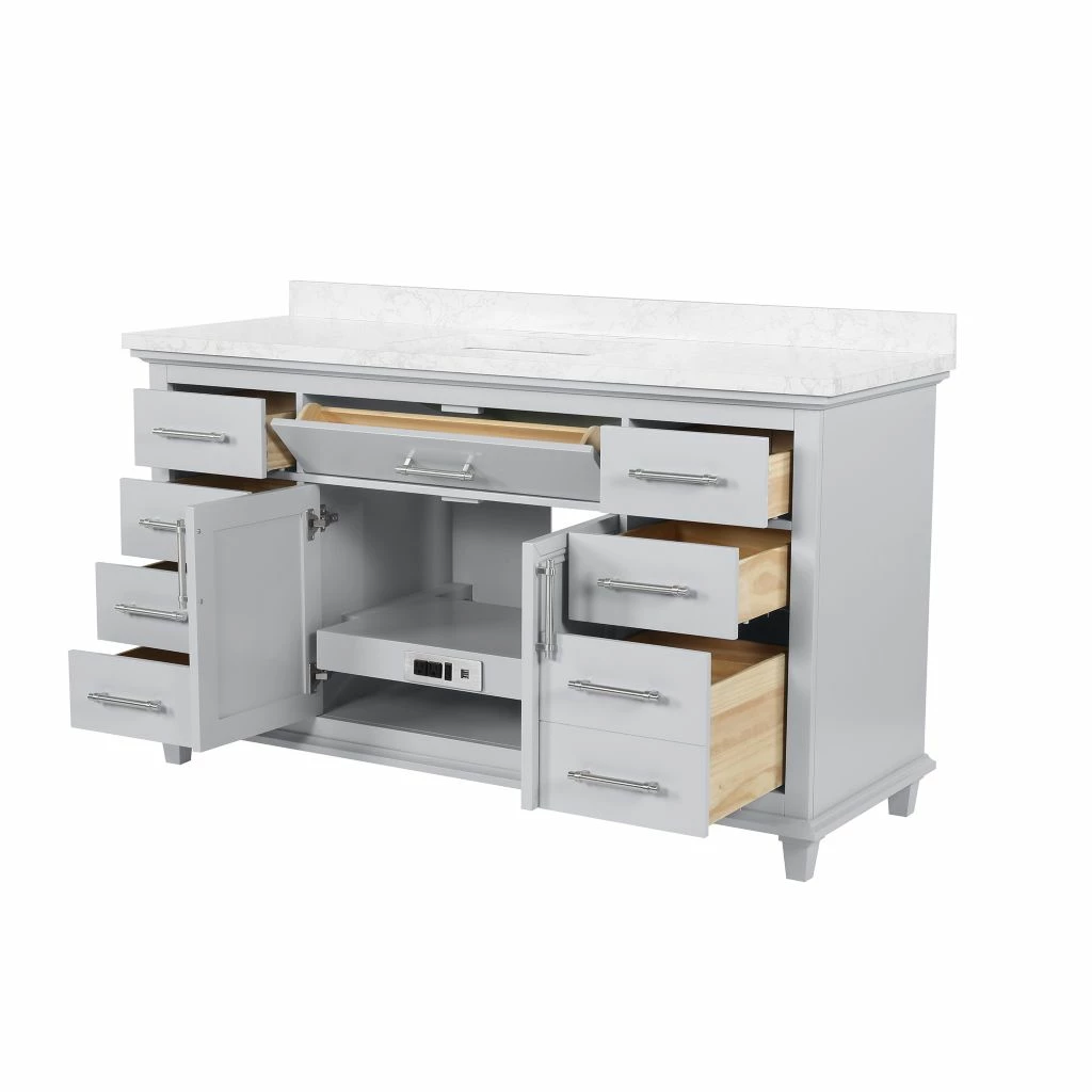 Ove Decors Chase II Open Shelf Single Sink Bathroom Vanity with Countertop, 15VVA-CASS60-039GF 3 Ove Decors Chase II Open Shelf Single Sink Bathroom Vanity with Countertop, 15VVA-CASS60-039GF - Image 3