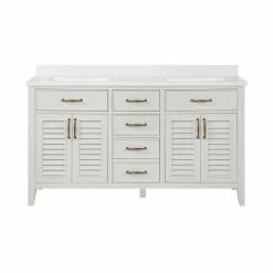 Ove Decors Lakeside Single Sink Bathroom Vanity with Countertop, 60 in., White, 15VVA-LAKE60-070EV