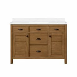 Ove Decors Lewist Single Sink Bathroom Vanity with Countertop, 48 in., Wax Pine, 15VVA-LEWI48-129GF