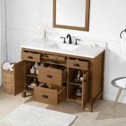 Ove Decors Lewist Single Sink Bathroom Vanity with Countertop, 48 in., Wax Pine, 15VVA-LEWI48-129GF -Cheap Ove Decors Store 1732229 A3
