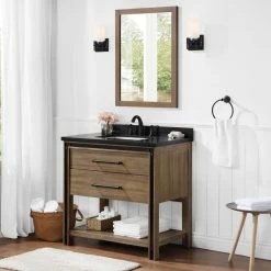 Ove Decors Max Open Shelf Single Sink Bathroom Vanity with Countertop, 15VVA-MAX036-132EI -Cheap Ove Decors Store 1732230 A5