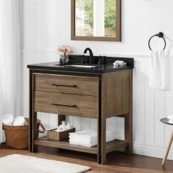 Ove Decors Max Open Shelf Single Sink Bathroom Vanity with Countertop, 15VVA-MAX036-132EI -Cheap Ove Decors Store 1732230 A6