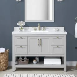 Ove Decors River Single Sink Bathroom Vanity with Countertop, Dove Grey -Cheap Ove Decors Store 1732254 A4