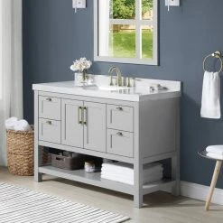 Ove Decors River Single Sink Bathroom Vanity with Countertop, Dove Grey -Cheap Ove Decors Store 1732254 A6