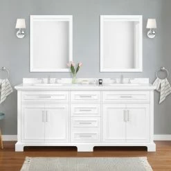 Ove Decors Sarah Double Bathroom Vanity with Countertop, White -Cheap Ove Decors Store 1732266 A3