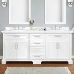 Ove Decors Sarah Double Bathroom Vanity with Countertop, White -Cheap Ove Decors Store 1732266 A4