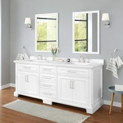 Ove Decors Sarah Double Bathroom Vanity with Countertop, White -Cheap Ove Decors Store 1732266 A5