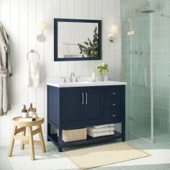 Ove Decors Stanley Single Sink Vanity with Power Bar and Marble Countertop, 42 in., Midnight Blue, 15VVA-STAN42-045EI 12 Ove Decors Stanley Single Sink Vanity with Power Bar and Marble Countertop, 42 in., Midnight Blue, 15VVA-STAN42-045EI -Cheap Ove Decors Store 1732270 A2