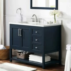 Ove Decors Stanley Single Sink Vanity with Power Bar and Marble Countertop, 42 in., Midnight Blue, 15VVA-STAN42-045EI 15 Ove Decors Stanley Single Sink Vanity with Power Bar and Marble Countertop, 42 in., Midnight Blue, 15VVA-STAN42-045EI -Cheap Ove Decors Store 1732270 A5