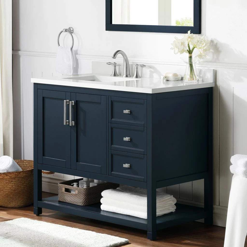 Ove Decors Stanley Single Sink Vanity with Power Bar and Marble Countertop, 42 in., Midnight Blue, 15VVA-STAN42-045EI 6 Ove Decors Stanley Single Sink Vanity with Power Bar and Marble Countertop, 42 in., Midnight Blue, 15VVA-STAN42-045EI - Image 6