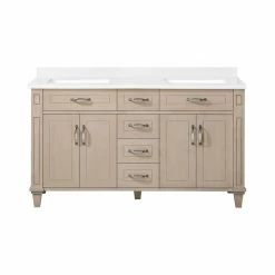 Ove Decors Thornfield Double Sink Vanity from Lily Pond Collection, 60 in., White Washed Maple, 15VVA-THOR60-118EI