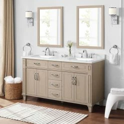 Ove Decors Thornfield Double Sink Vanity from Lily Pond Collection, 60 in., White Washed Maple, 15VVA-THOR60-118EI -Cheap Ove Decors Store 1732271 A3