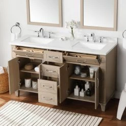 Ove Decors Thornfield Double Sink Vanity from Lily Pond Collection, 60 in., White Washed Maple, 15VVA-THOR60-118EI -Cheap Ove Decors Store 1732271 A5