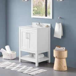 Ove Decors Vegas 24 in. Single Sink Bathroom Vanity with Countertop, White, 15VVA-VEGA24-007FE -Cheap Ove Decors Store 1732280 A3