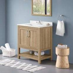 Ove Decors Vegas Single Sink Bathroom Vanity with Countertop, 30 in., White Oak, 15VVA-VEGA30-124FE -Cheap Ove Decors Store 1732285 A3