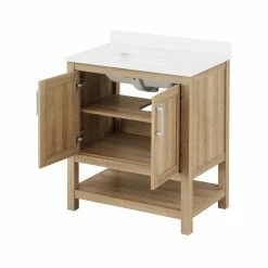 Ove Decors Vegas Single Sink Bathroom Vanity with Countertop, 30 in., White Oak, 15VVA-VEGA30-124FE -Cheap Ove Decors Store 1732285 A9
