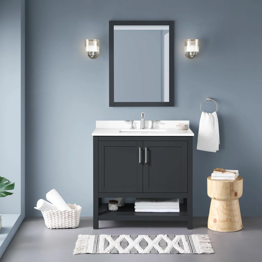 Ove Decors Vegas 36 in. Single Sink Bathroom Vanity with Countertop, Dark Charcoal, 15VVA-VEGA36-038FE 2 Ove Decors Vegas 36 in. Single Sink Bathroom Vanity with Countertop, Dark Charcoal, 15VVA-VEGA36-038FE - Image 2