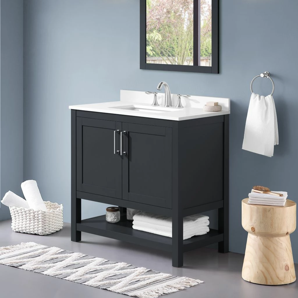 Ove Decors Vegas 36 in. Single Sink Bathroom Vanity with Countertop, Dark Charcoal, 15VVA-VEGA36-038FE 4 Ove Decors Vegas 36 in. Single Sink Bathroom Vanity with Countertop, Dark Charcoal, 15VVA-VEGA36-038FE - Image 4
