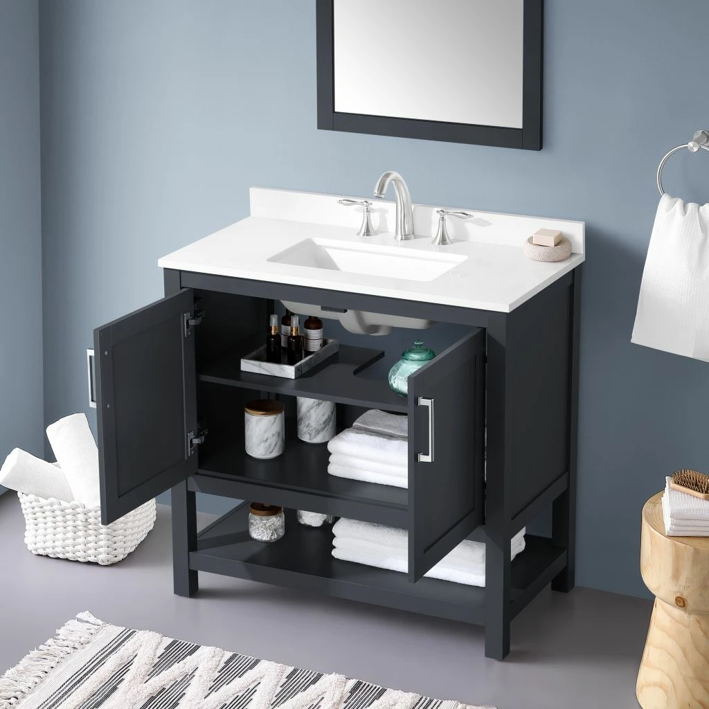 Ove Decors Vegas 36 in. Single Sink Bathroom Vanity with Countertop, Dark Charcoal, 15VVA-VEGA36-038FE 5 Ove Decors Vegas 36 in. Single Sink Bathroom Vanity with Countertop, Dark Charcoal, 15VVA-VEGA36-038FE - Image 5