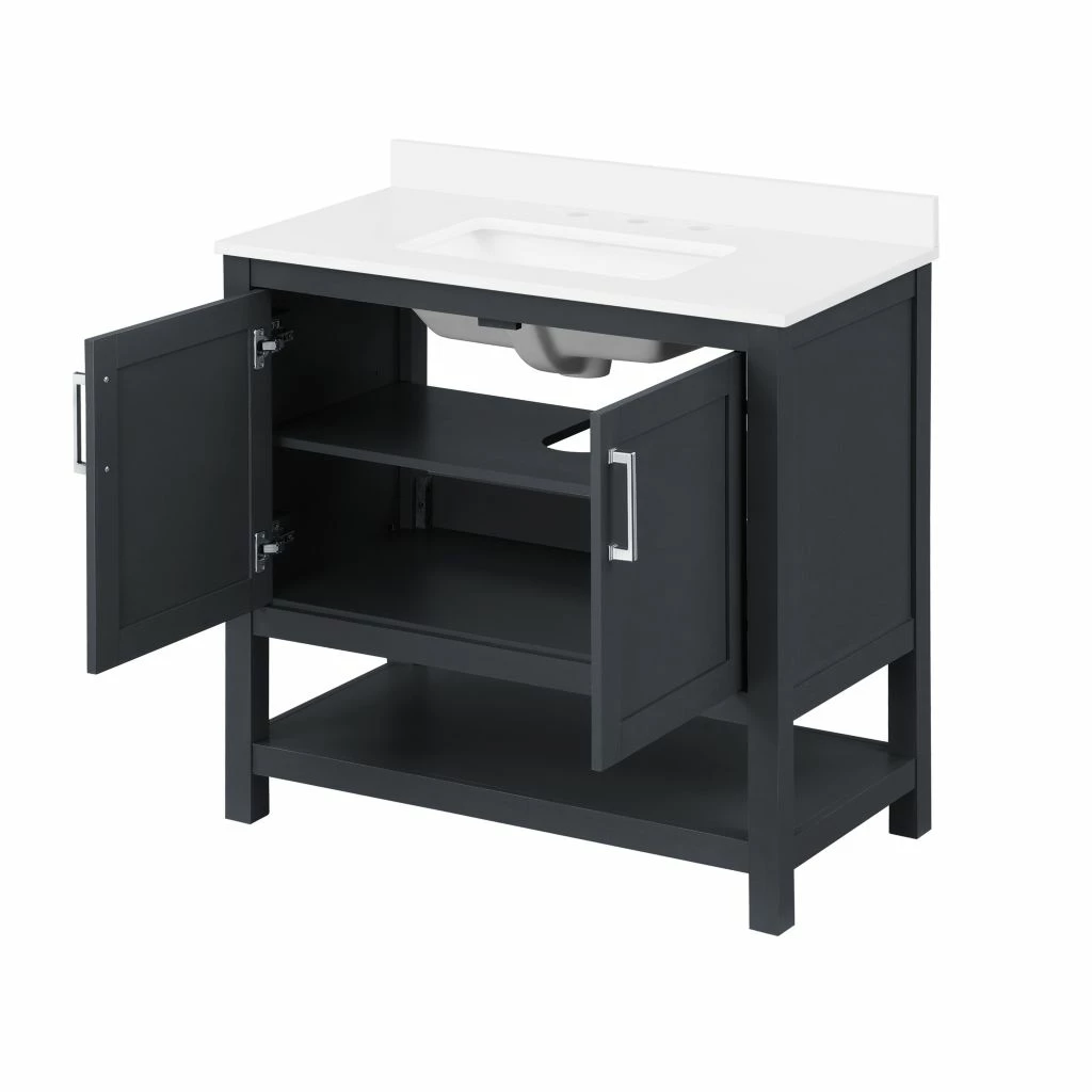 Ove Decors Vegas 36 in. Single Sink Bathroom Vanity with Countertop, Dark Charcoal, 15VVA-VEGA36-038FE 10 Ove Decors Vegas 36 in. Single Sink Bathroom Vanity with Countertop, Dark Charcoal, 15VVA-VEGA36-038FE - Image 10