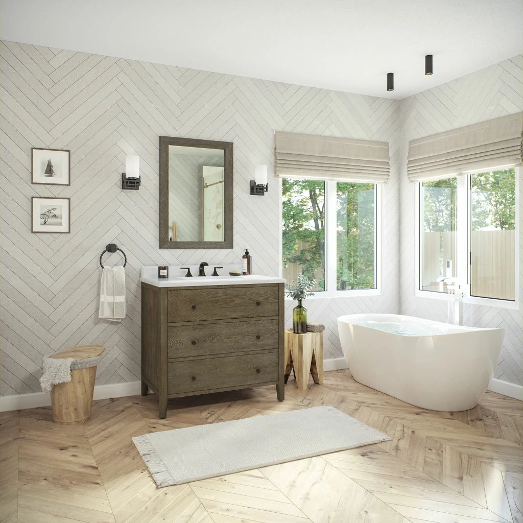 Ove Decors Willow Single Sink Bathroom Vanity with Countertop, Cerused Walnut 3 Ove Decors Willow Single Sink Bathroom Vanity with Countertop, Cerused Walnut - Image 3