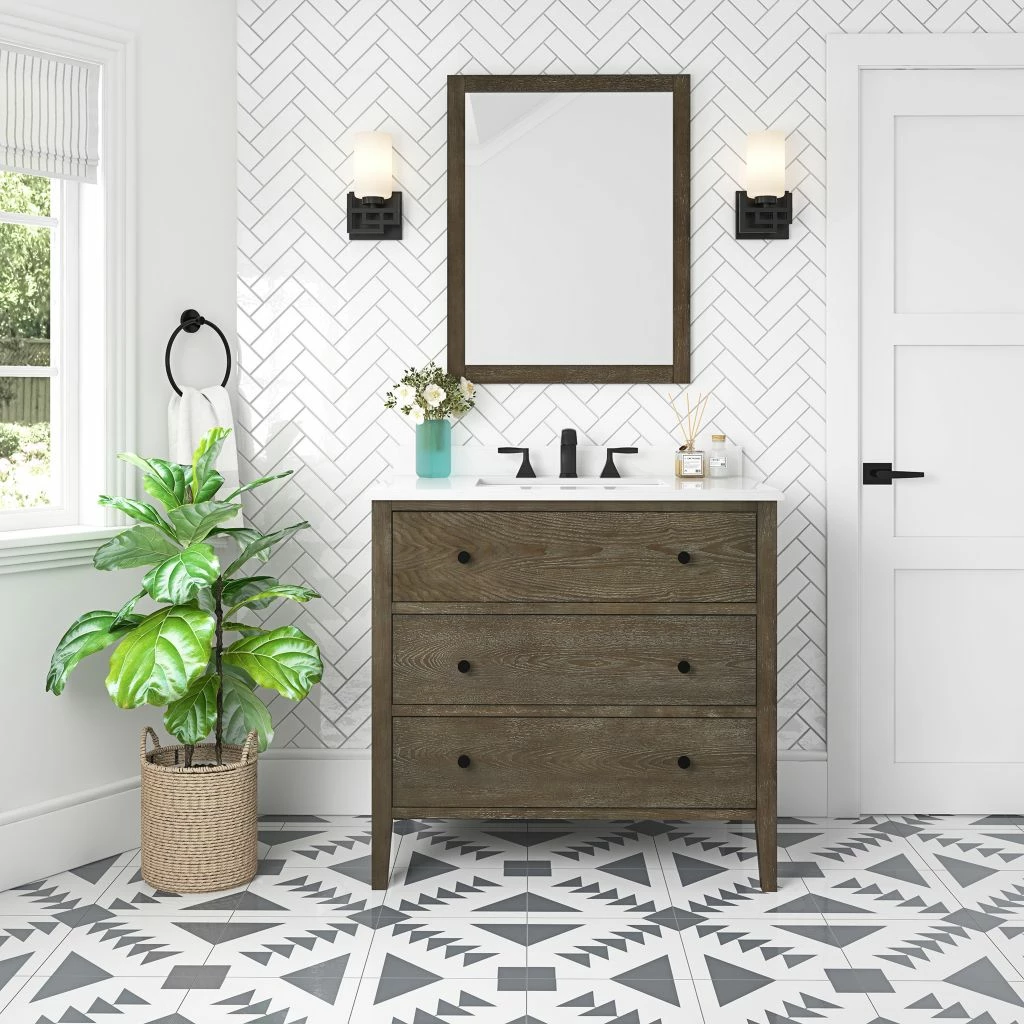 Ove Decors Willow Single Sink Bathroom Vanity with Countertop, Cerused Walnut 4 Ove Decors Willow Single Sink Bathroom Vanity with Countertop, Cerused Walnut - Image 4