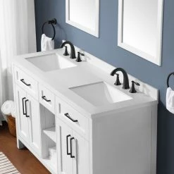 Ove Decors Tahoe Open Shelf Double Sink Bathroom Vanity with Countertop, 15VVA-TAOP60-007EI -Cheap Ove Decors Store 1732306 A2