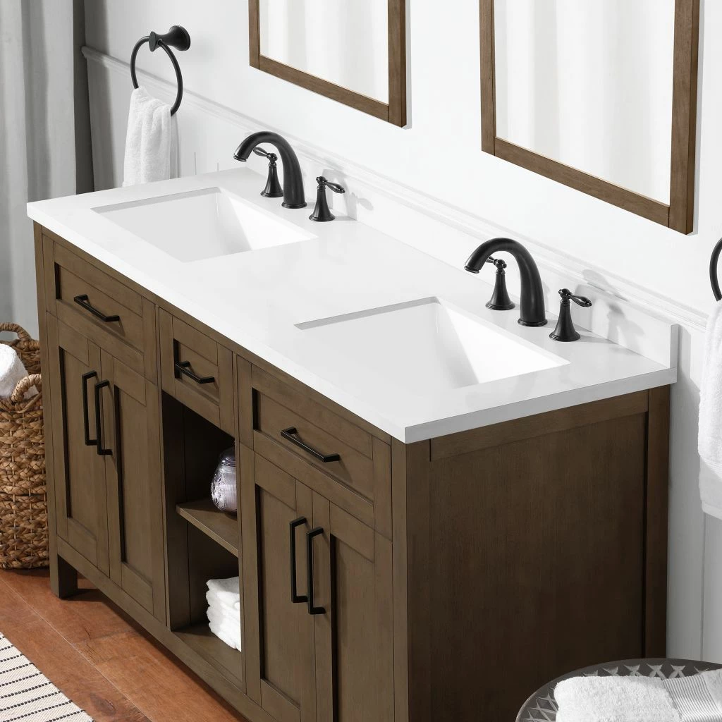 Ove Decors Tahoe 60 in. Single Sink Bathroom Vanity with Countertop, Almond, 15VVA-TAOP60-059EI 2 Ove Decors Tahoe 60 in. Single Sink Bathroom Vanity with Countertop, Almond, 15VVA-TAOP60-059EI - Image 2