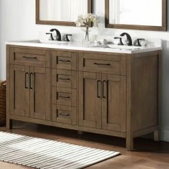 Ove Decors Tahoe 60 in. Double Sink Bathroom Vanity with Countertop, Almond Latte, 15VVA-TAHB60-059EI, 15VVA-TAHB60-059EI -Cheap Ove Decors Store 1732325 A3