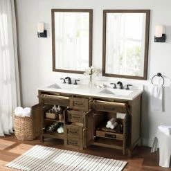 Ove Decors Tahoe 60 in. Double Sink Bathroom Vanity with Countertop, Almond Latte, 15VVA-TAHB60-059EI, 15VVA-TAHB60-059EI -Cheap Ove Decors Store 1732325 A4
