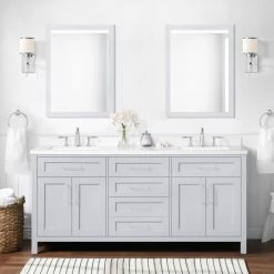 Ove Decors Tahoe III 72 in. Double Sink Bathroom Vanity with Countertop, Dove Grey, 15VKC-TAH372-039EI -Cheap Ove Decors Store 1732334 A2
