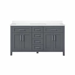 Ove Decors Tahoe 60 in. Double Sink Bathroom Vanity with Countertop, Dark Charcoal, 15VKC-TAHB60-038EI