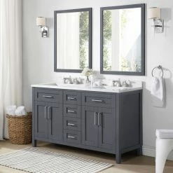 Ove Decors Tahoe 60 in. Double Sink Bathroom Vanity with Countertop, Dark Charcoal, 15VKC-TAHB60-038EI -Cheap Ove Decors Store 1732341 A2