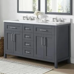 Ove Decors Tahoe 60 in. Double Sink Bathroom Vanity with Countertop, Dark Charcoal, 15VKC-TAHB60-038EI -Cheap Ove Decors Store 1732341 A3