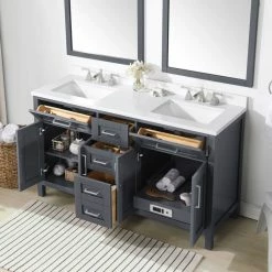 Ove Decors Tahoe 60 in. Double Sink Bathroom Vanity with Countertop, Dark Charcoal, 15VKC-TAHB60-038EI -Cheap Ove Decors Store 1732341 A4