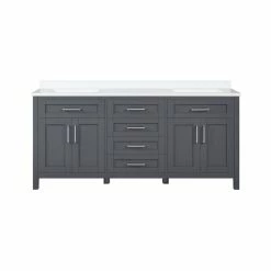 Ove Decors Tahoe 72 in. Double Sink Bathroom Vanity with Countertop, Dark Charcoal