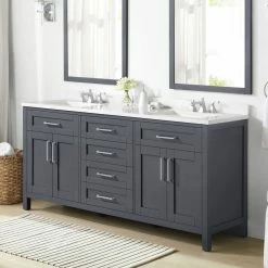 Ove Decors Tahoe 72 in. Double Sink Bathroom Vanity with Countertop, Dark Charcoal -Cheap Ove Decors Store 1732344 A3