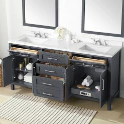 Ove Decors Tahoe 72 in. Double Sink Bathroom Vanity with Countertop, Dark Charcoal -Cheap Ove Decors Store 1732344 A4