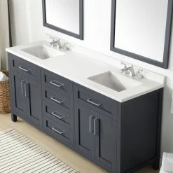 Ove Decors Tahoe 72 in. Double Sink Bathroom Vanity with Countertop, Dark Charcoal -Cheap Ove Decors Store 1732344 A5
