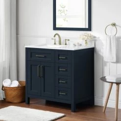 Ove Decors Tahoe 36 in. Single Sink Bathroom Vanity with Countertop, Midnight Blue, 15VKC-TAHO36-045EI -Cheap Ove Decors Store 1732349 A3