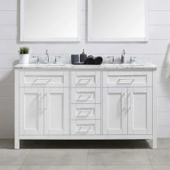 Ove Decors Tahoe 60 in. Double Sink Bathroom Vanity with Countertop, White, 15VKC-TAHO60-007EI, 15VKC-TAHO60-007EI -Cheap Ove Decors Store 1732353 A2
