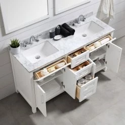 Ove Decors Tahoe 60 in. Double Sink Bathroom Vanity with Countertop, White, 15VKC-TAHO60-007EI, 15VKC-TAHO60-007EI -Cheap Ove Decors Store 1732353 A4
