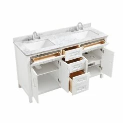 Ove Decors Tahoe 60 in. Double Sink Bathroom Vanity with Countertop, White, 15VKC-TAHO60-007EI, 15VKC-TAHO60-007EI -Cheap Ove Decors Store 1732353 A9