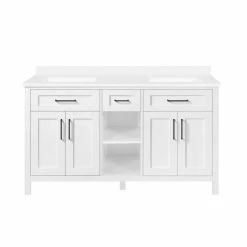 Ove Decors Tahoe-Lux 60 in. Double Sink Open Shelf Bathroom Vanity with Countertop, White, 15VKC-TAOP60-007EI