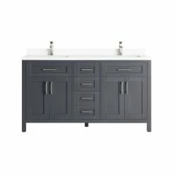 Ove Decors Tahoe Double Sink Bathroom Vanity with Countertop, Dark Charcoal