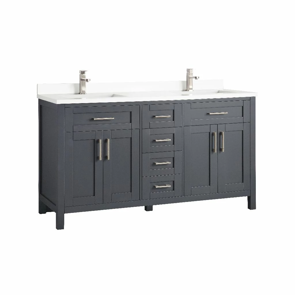 Ove Decors Tahoe Double Sink Bathroom Vanity with Countertop, Dark Charcoal 2 Ove Decors Tahoe Double Sink Bathroom Vanity with Countertop, Dark Charcoal - Image 2