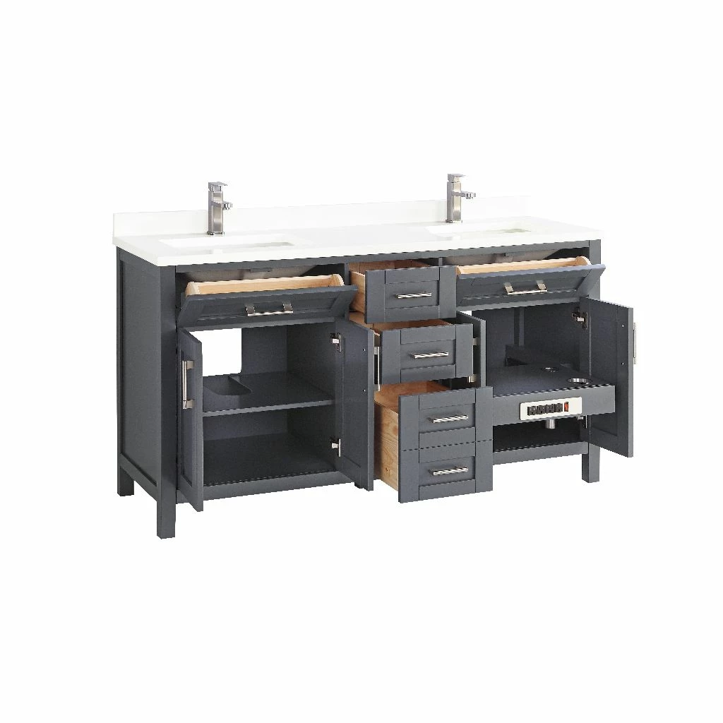 Ove Decors Tahoe Double Sink Bathroom Vanity with Countertop, Dark Charcoal 3 Ove Decors Tahoe Double Sink Bathroom Vanity with Countertop, Dark Charcoal - Image 3