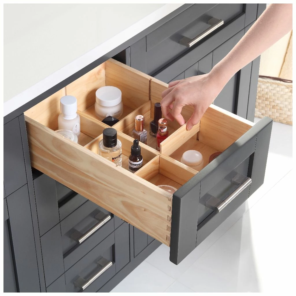 Ove Decors Tahoe Double Sink Bathroom Vanity with Countertop, Dark Charcoal 8 Ove Decors Tahoe Double Sink Bathroom Vanity with Countertop, Dark Charcoal - Image 8